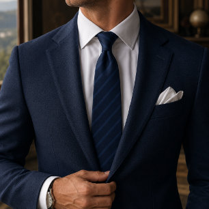 Navy Blue Tonal Diagonal Stripe Tie