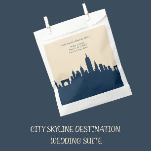 navy blue Travel City Skyline destination Wedding Favour Bags