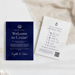 Navy Blue Travel Itinerary Destination Wedding  Enclosure Card