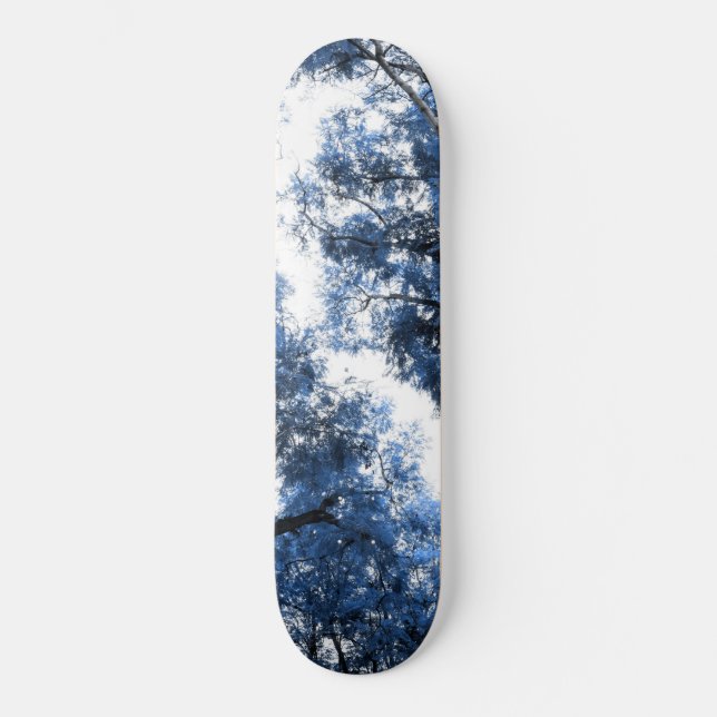 Navy Blue Trees Dream #1 #wall #art Skateboard (Front)