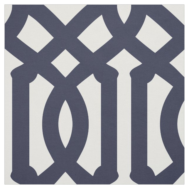 Navy Blue Trellis Large Scale Fabric (Swatch)