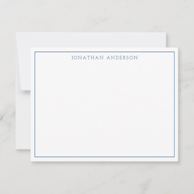 Navy Blue Trendy Modern Chic Stylish Thin Border Card (Front)