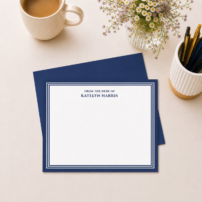 Navy Blue Triple Border From The Desk Of Flat Card (Creator Uploaded)