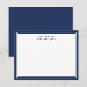 Navy Blue Triple Border From The Desk Of Flat Card