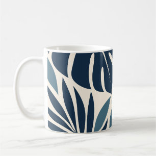 Navy Blue Tropical Leaf Silhouette Coffee Mug