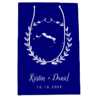 Navy Blue Turks and Caico Map Wedding Welcome Swag