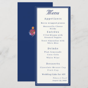Navy Blue Two Hearts Catholic Wedding Menu