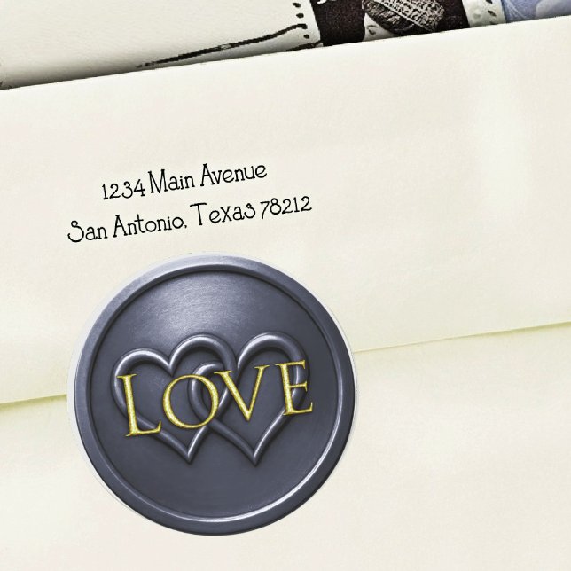 Navy  Blue Two Hearts Intertwined Wedding Classic Round Sticker (Creator Uploaded)