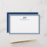 Navy Blue Two Monogram Thin & Thick Border