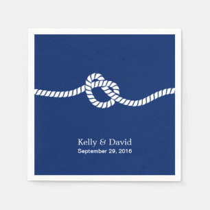 Navy Blue Tying the Knot Nautical Wedding Napkin