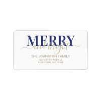 Navy blue typography merry and bright Christmas
