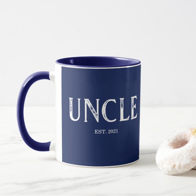 Navy Blue Uncle Year Established Mug (With Donut)