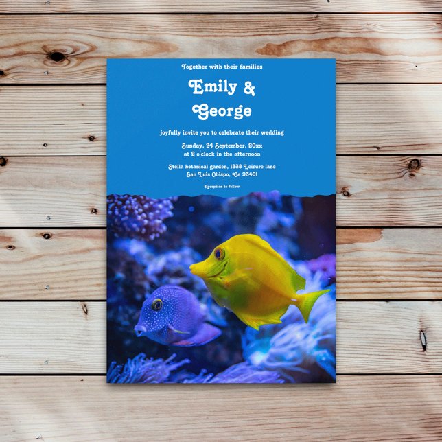 Navy Blue Underwater Sea Fish Nautical wedding Invitation (Creator Uploaded)