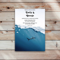 Navy Blue Underwater Shark Nautical Beach Wedding
