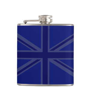 NAvy Blue Union Jack Decor Hip Flask