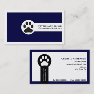 Navy blue Vet/Veterinary Clinic minimalist Business Card