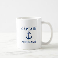Navy Blue Vintage Anchor Captain Add Boat Name