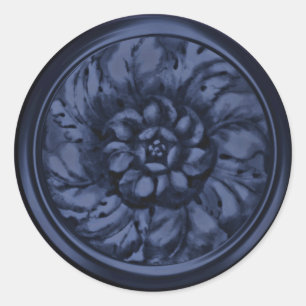 Navy Blue Vintage Baroque Embossed Look Seal