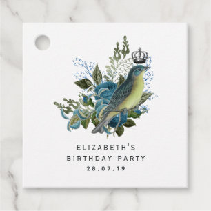 Navy Blue Vintage Bird and Crown Favour Tags