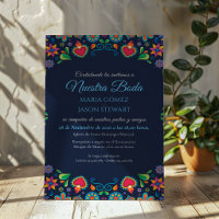 Navy Blue Vintage Folkloric Floral Spanish Wedding