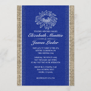 Navy Blue Vintage Lace Wedding Invitations