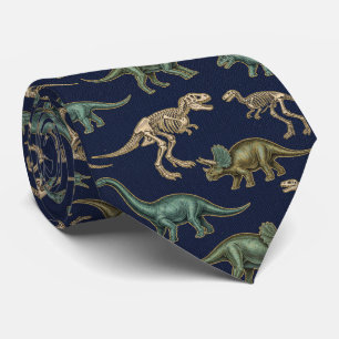 Navy Blue Vintage Paleontology Fossil  Tie