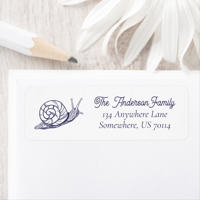 Navy Blue Vintage Snail Illustration Personalised (Insitu)