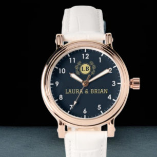 Navy Blue Vintage style Monogram Watch