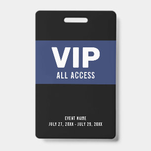 Navy Blue VIP All Access Pass Event ID Badge