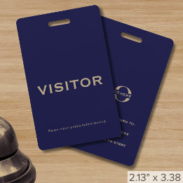 Navy Blue Visitor Badge Corporate Logo ID Badge