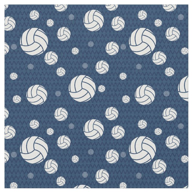 Navy Blue Volleyball Chevron Patterned Fabric (Close Up)