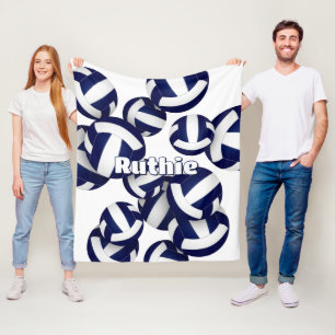 navy blue volleyball club colors sports room decor fleece blanket