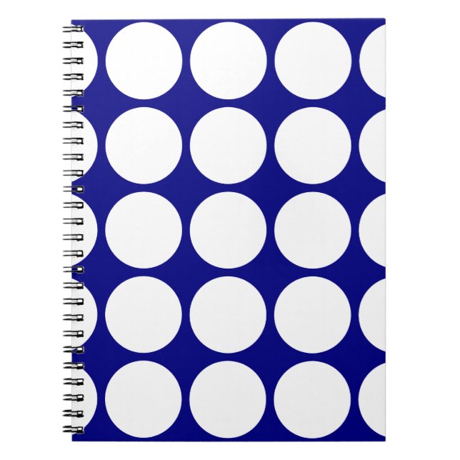 Navy Blue w/ Large White Polka Dots Notebook (Front)