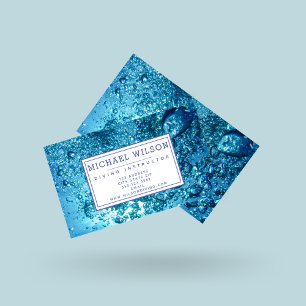 Navy Blue Water Bubbles - Scuba Diving Instructor Business Card