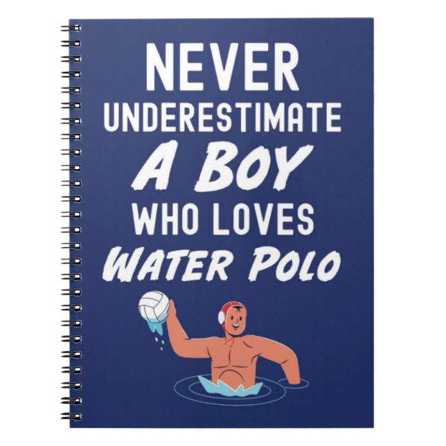 Navy Blue Water Polo Gifts For Boys Notebook (Front)