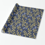 Navy Blue Watercolor Berry Floral  Wrapping Paper<br><div class="desc">Add a touch of elegance to your gifts with this beautiful wrapping paper, featuring a navy blue background adorned with delicate watercolor berries and foliage in soft gold and blue tones. Ideal for holiday presents, birthdays, and special occasions, this floral-inspired pattern brings sophistication and charm to your gift wrapping. Perfect...</div>
