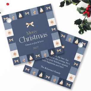 Navy Blue Watercolor Christmas Favour Tags