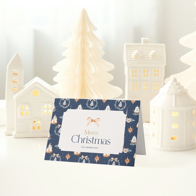 Navy Blue Watercolor Christmas Greeting Card (Creator Uploaded)