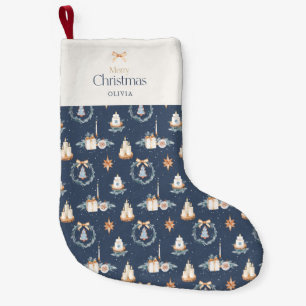 Navy Blue Watercolor Christmas Stocking