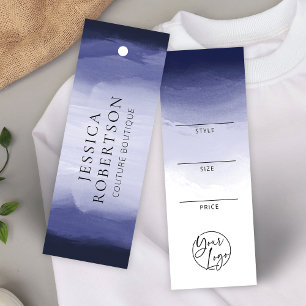 Navy Blue Watercolor Clothing Price Tag Label
