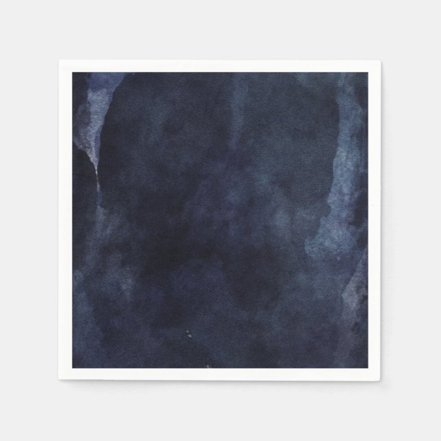 Navy Blue Watercolor Elegant Modern Wedding Napkin (Front)