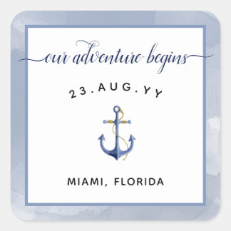 Navy & Blue Watercolor Event Wedding #Nautical Square Sticker
