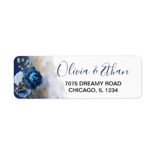 Navy Blue Watercolor Floral