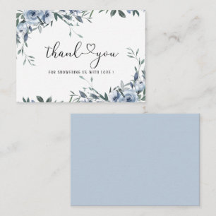 Navy Blue Watercolor Flowers and leaves baby show Card