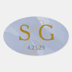 Navy Blue Watercolor Monogram Label