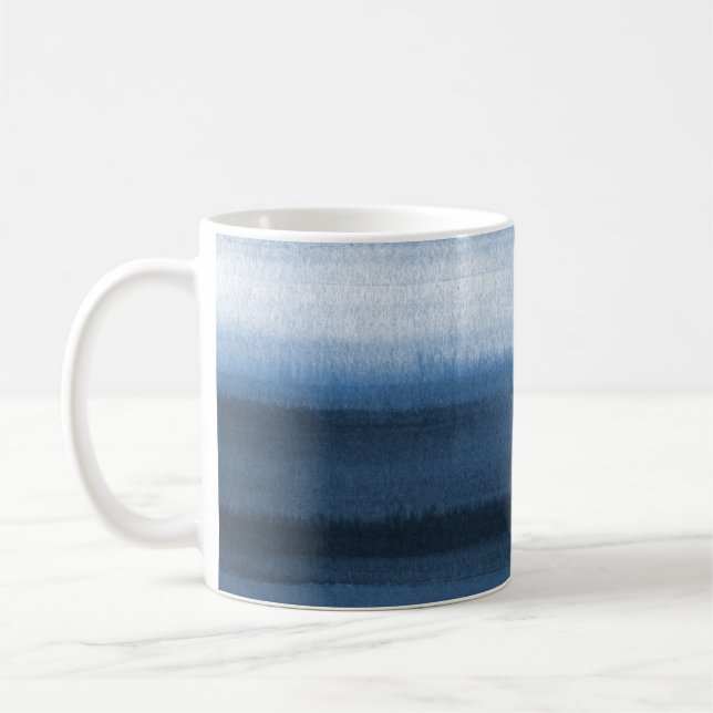 Navy Blue Watercolor Ombre Coffee Mug (Left)