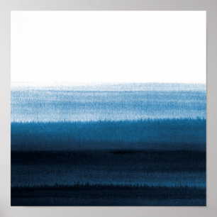 Navy Blue Watercolor Ombre Poster