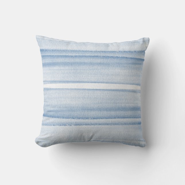 Navy Blue Watercolor Ombre Throw Pillow (Front)