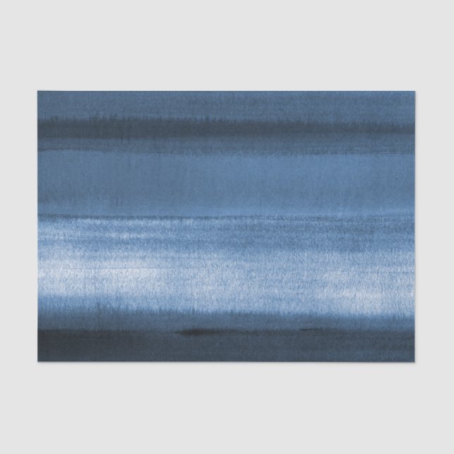 Navy Blue Watercolor Ombre Tissue Paper (Front)