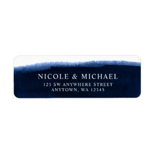 Navy Blue Watercolor Return Address